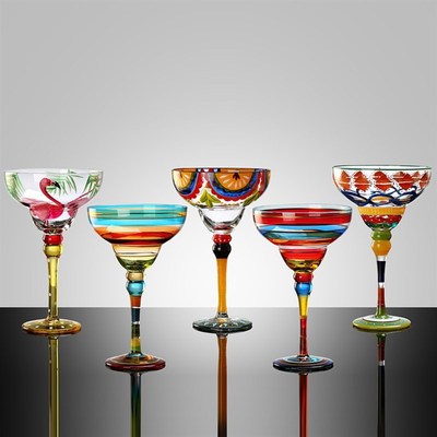 极速Handmade Colorful Cocktail cup EuropKe Goblet Cup Champa
