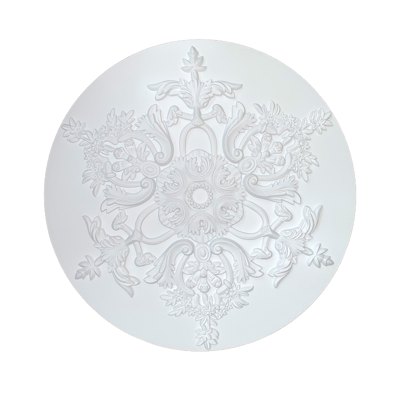 极速PU灯盘吊顶灯池欧式装饰材料天花板造型仿石膏线X圆形雕花灯