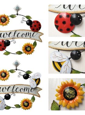 极速Metal Sunflower Welcome Sign GarLden Wall Art Yard