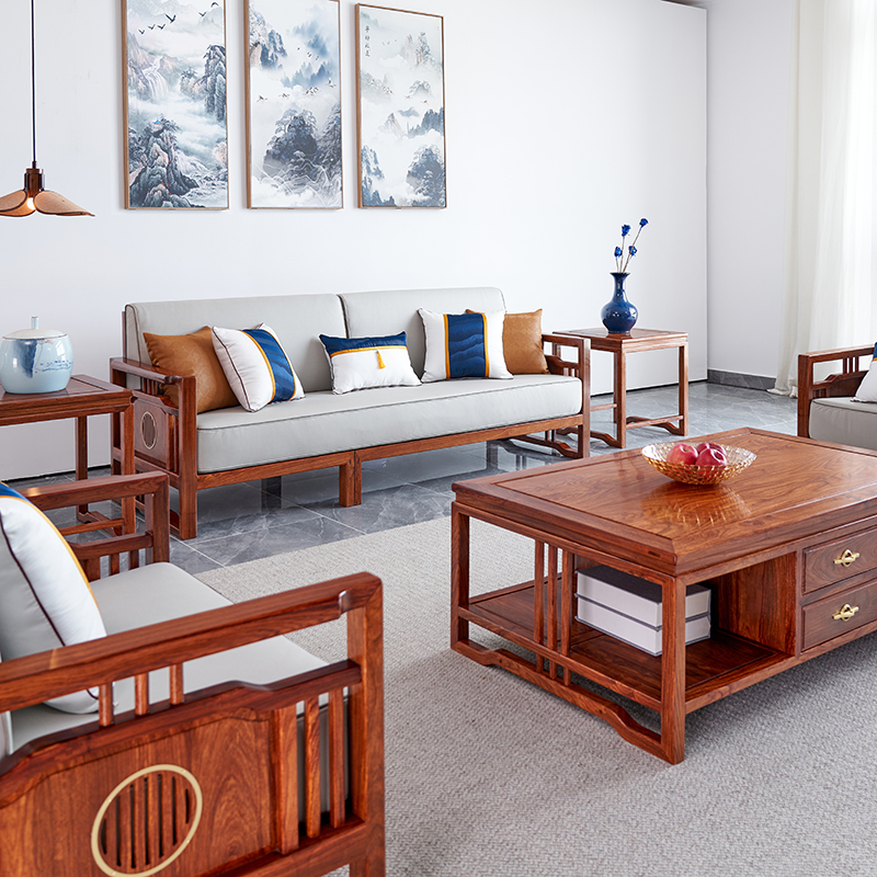 极速新中式e刺猬紫檀红木沙发实木沙发组合椅红木家俱