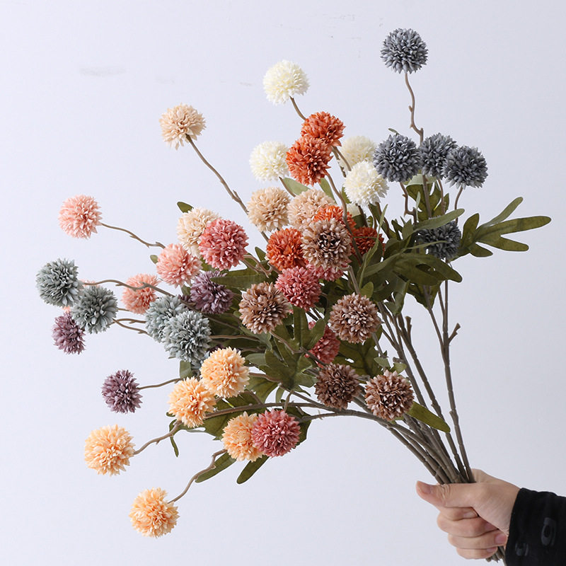 新品5 Headf Silk Dandelion Flower Ball Chrysanthemum Artific - 实物图
