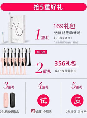 极速拜尔(BAIR)X1电动牙刷情侣款套装2N支装成人声波充电式士震