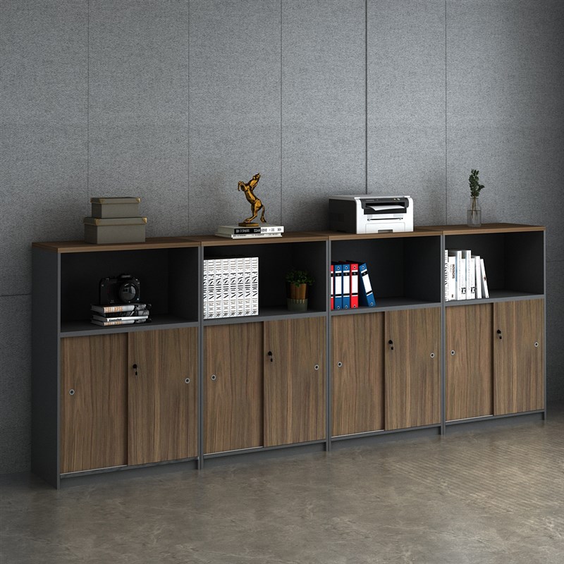 极速新办公室矮柜拉门文件u柜收纳柜隔断资料收纳带锁落地柜移门