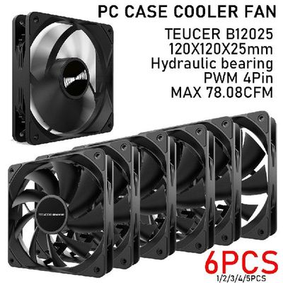 极速1-6PCS 12jcm PC Case Fan Cooling CPU Cooler 4Pin PWM