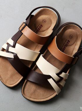 极速2023 New Sumlmer Fashion Men Leather Sandals Outdoor Com