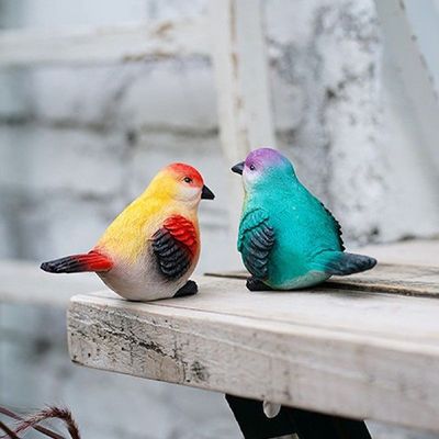 极速2pcs Simulation Birds OrnamenEt Resin Faux Gardening DIY