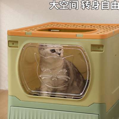极速超大号全包猫砂盆全封闭抽屉式防漏半封闭猫厕所防.溅抽拉式