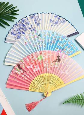 极速流苏旗e袍古典汉服古风超仙小儿童古装漂亮的扇子配饰纸扇折