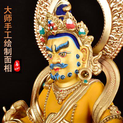 新品财神爷神像藏传纯铜彩绘家B用供佛西藏工艺摆饰黄财神佛像