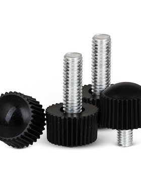 极速黑色塑料直纹小i头手拧螺丝滚花圆形螺钉M4M5M6*6*8*10*12/16