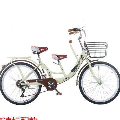 极速22寸亲f子母子自行车男女式接小孩带宝宝围栏单车22寸变速高