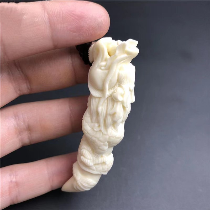 极速象牙果雕龙牙吊坠猛犸u象牙狼牙狗牙尖挂件男女士项链菩提配