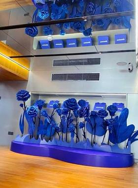 极速大型克莱因蓝色n纸花纯手工定制路引成品婚礼橱窗装饰道具陈