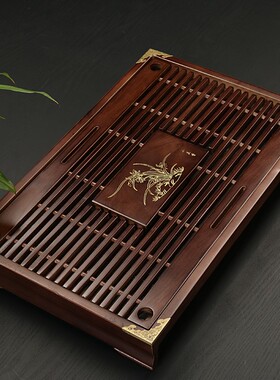 新品家用茶盘功夫茶具可携式小茶台托盘实木式T茶海约抽屉茶盆