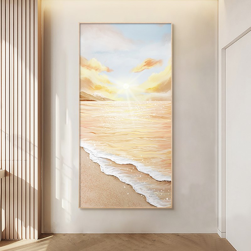 极速北欧入户玄关装饰画奶油风现代简约风景N走廊过道挂画大海酒图片