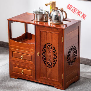 极速衔口实木茶水柜中式下置水桶茶吧饮水机花梨木茶边Z柜烧水茶