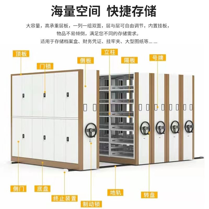 极速智能密集柜手摇轨道密集w架智能电动档案柜钢制办公资料文件