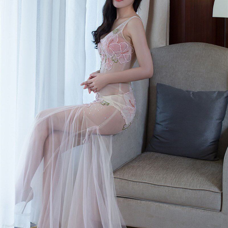 新品夜点女装性感k透视蕾丝网纱连衣裙