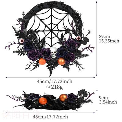 新品Halloween decorations spider skull rattaPn wreath simula
