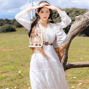 新品去云南旅游穿的裙子草原旅行穿E搭女装马甲套装波西米亚长裙