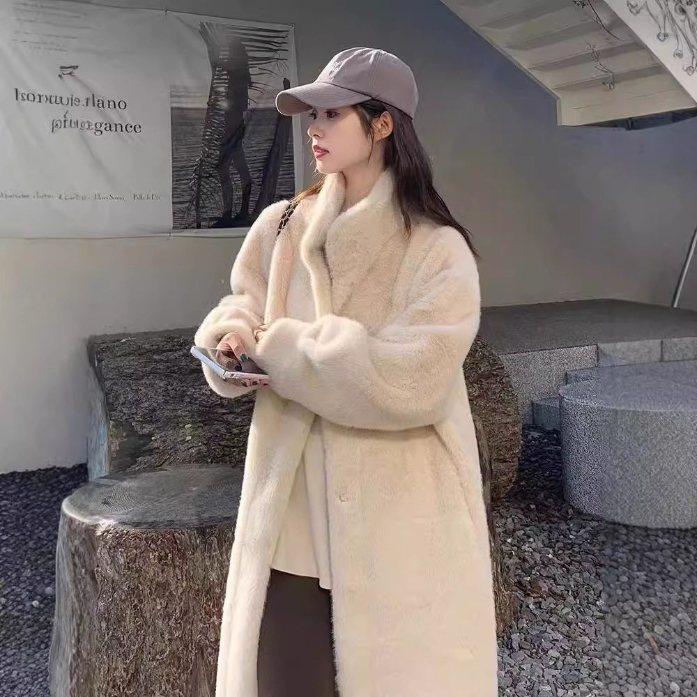 海宁皮草秋冬加厚长款立领水貂毛貂绒皮毛一体环保毛毛外套大衣女,女装/女士精品,皮草,淘宝优惠券,粉丝福利购,淘宝优惠卷