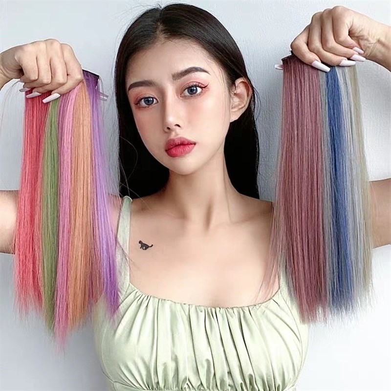 速发彩色假发片长短直发挑染彩色小耳发色彩耳发条发束挂假然假发
