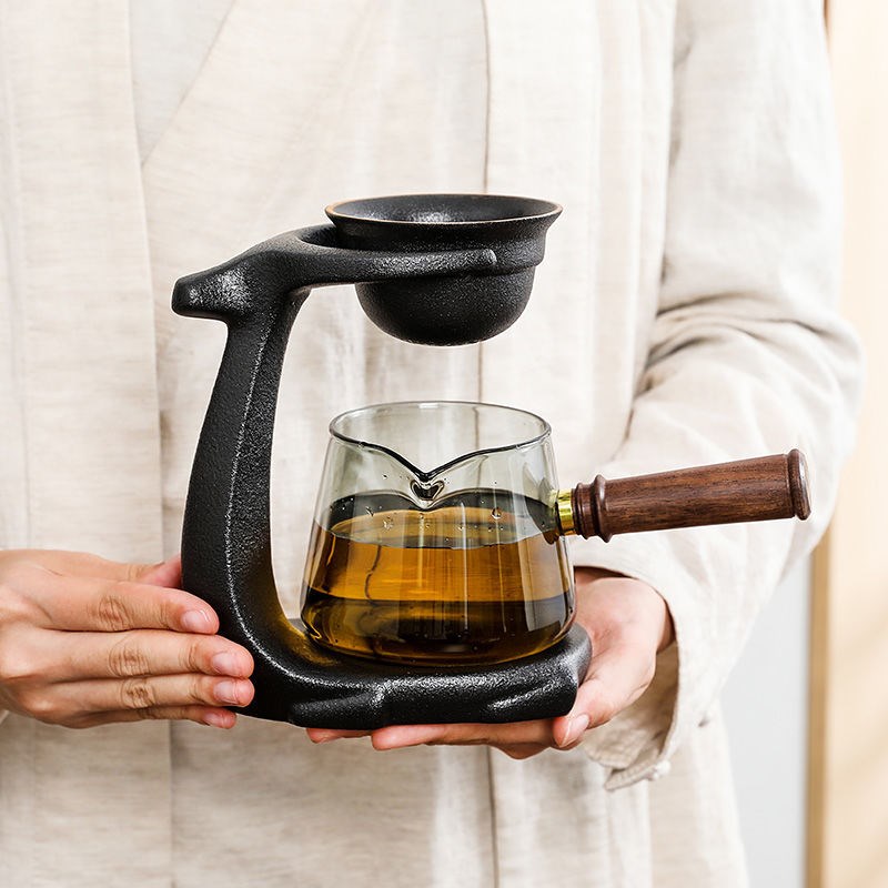 速发懒人茶漏过滤架茶叶滤杯泡茶陶瓷一体玻分璃茶公道网茶隔茶滤