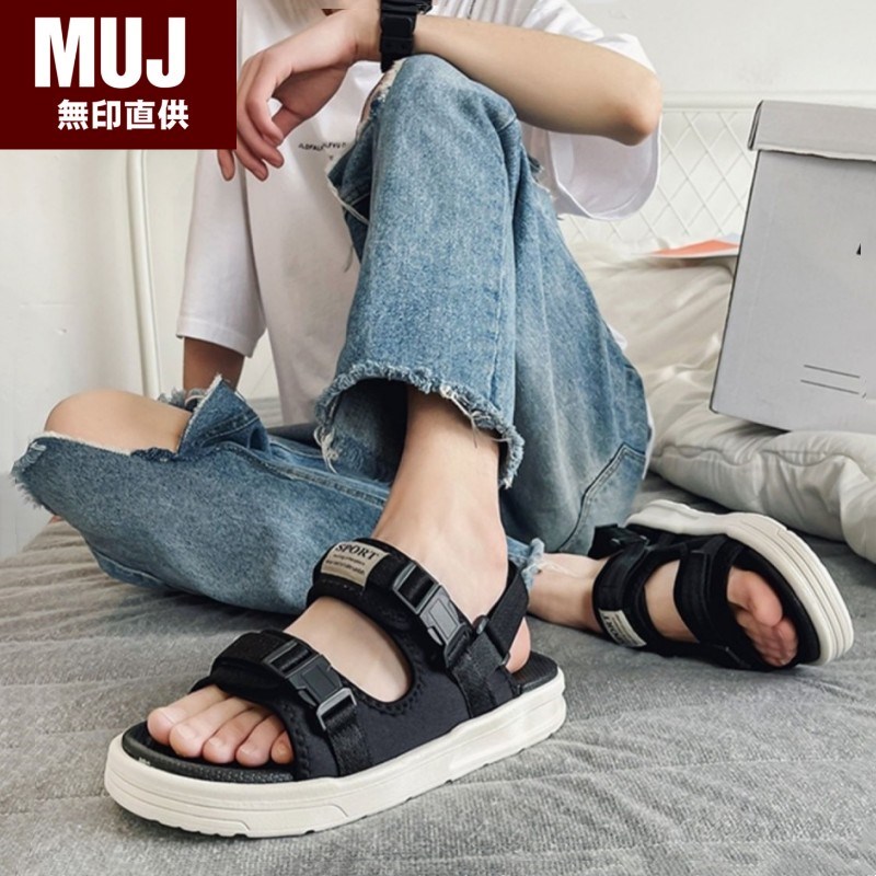 速发20滑4夏季新款凉鞋潮男外穿休闲平底两用拖鞋厚底运动防2沙滩