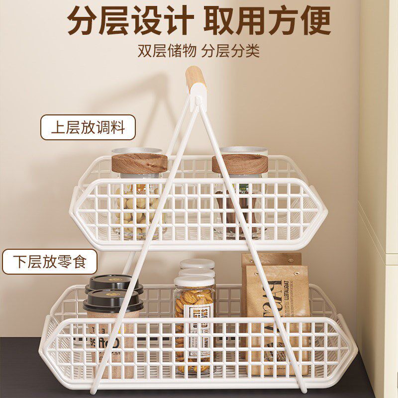 速发零食收纳盒家用多层收纳筐桌面置物架厨房餐桌上收纳果盘客厅