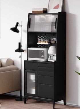 速发小户型橱柜法5复古黑色餐边柜靠墙一体202式年新款客厅立柜杂