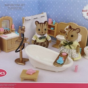 速发兼森贝儿微缩玩具迷你洗娃屋浴室套森浴家族迷你浴室沐林娃浴