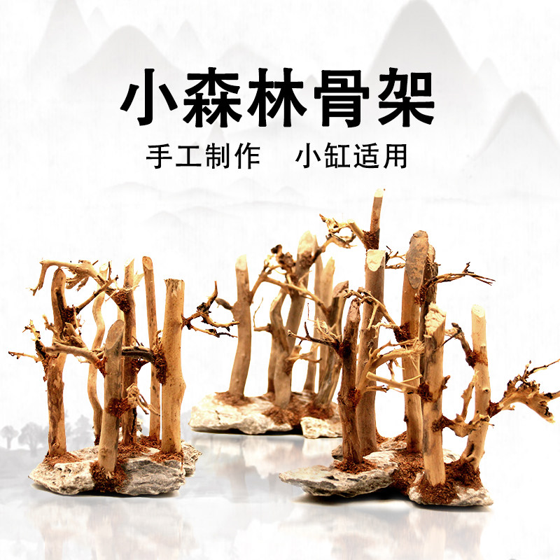 速发鱼缸造景成木树森林一木沉水莫斯树草缸景族懒人树小树林成品