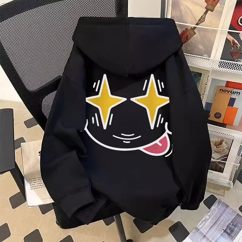 童装趣味表情印花男女童连帽卫衣