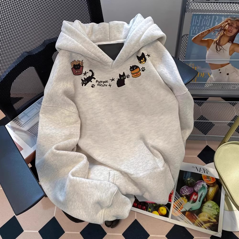 中大童美式复古卡通连帽卫衣童装