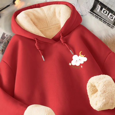 儿童本命年红色羊羔绒连帽卫衣潮