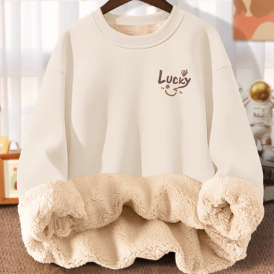 儿童羊羔绒圆领打底衫男女童冬季