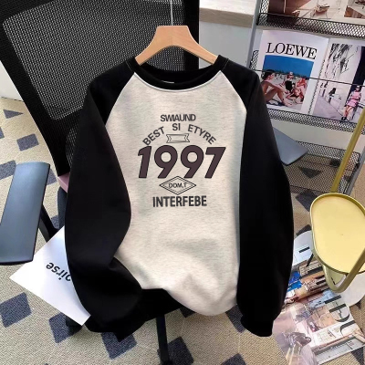 港风中大童插肩无帽卫衣男女童秋