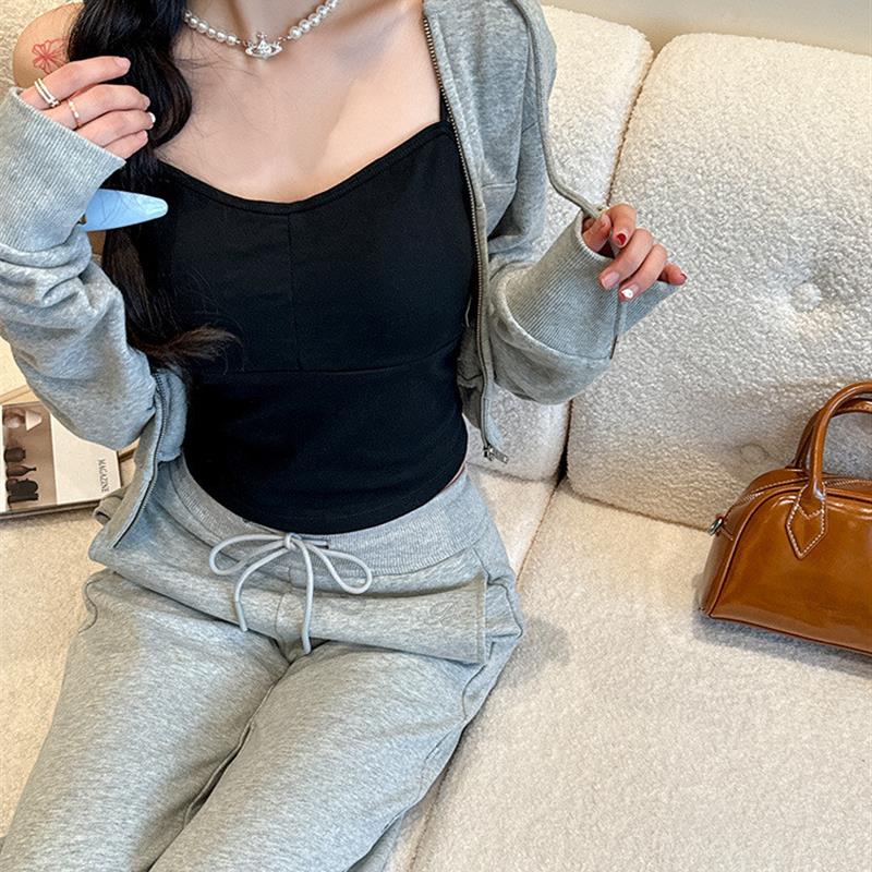纯棉条纹带胸垫一体式吊带小背心女防走光美背设计感抹胸内搭上衣