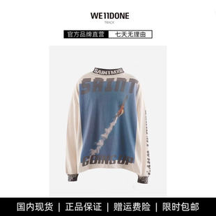 TRACK潮飞机插画复古领口字母拼接休闲长袖 WE11DONE T恤 现货