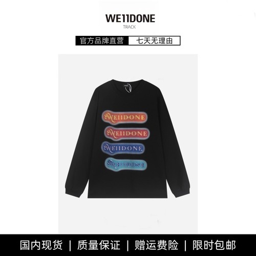 【现货】WE11DONE TRACK早秋彩色霓虹字母印花长袖T恤纯棉宽松