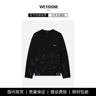 【现货】WE11DONE TRACK彩色甩漆泼墨刺绣字母男女款宽松长袖T恤
