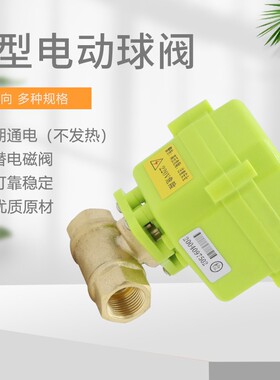 微型电动球阀 电动二通阀 全铜 双向水控阀 电动阀  DN8 DN10