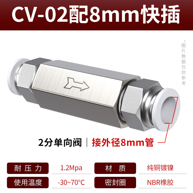 单向阀气动止回阀空压机气路逆止阀气体单项4分T气阀气泵气管接头