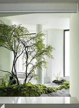 模拟南堤纳大型人造树景观室内人造树景观彷生绿色植物地板楼梯下