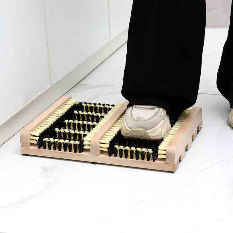 鞋底清洁器家用擦鞋刷脚底懒人半自动洗鞋实木户外鞋刷擦鞋器