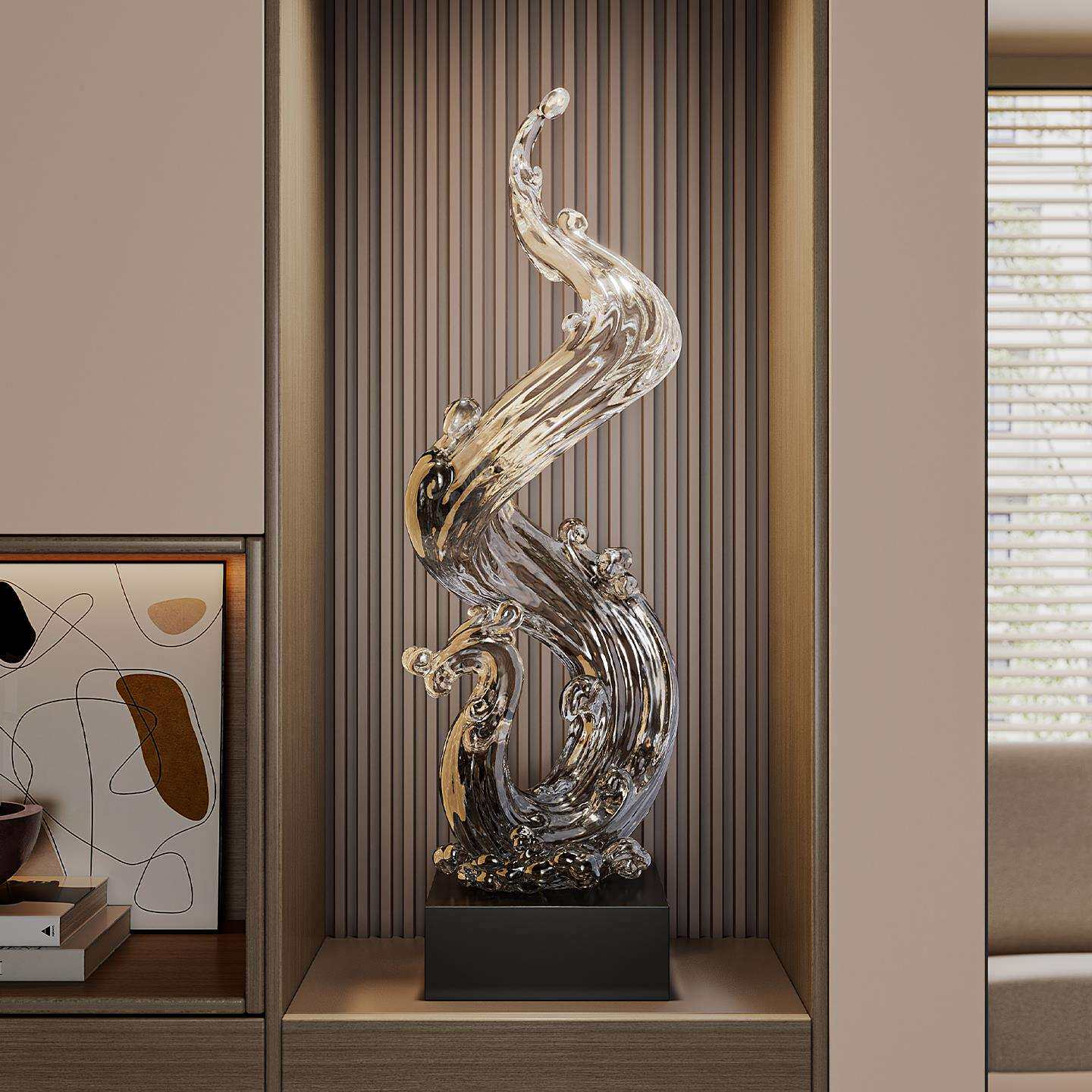 风生水起入户玄关装饰摆件公司办公桌高级感轻奢高端大气上档次