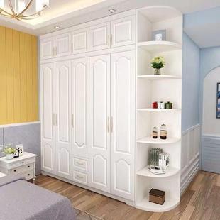 北欧风格全橡木大衣柜白色卧室整体纯实木衣帽间可转角量身设计