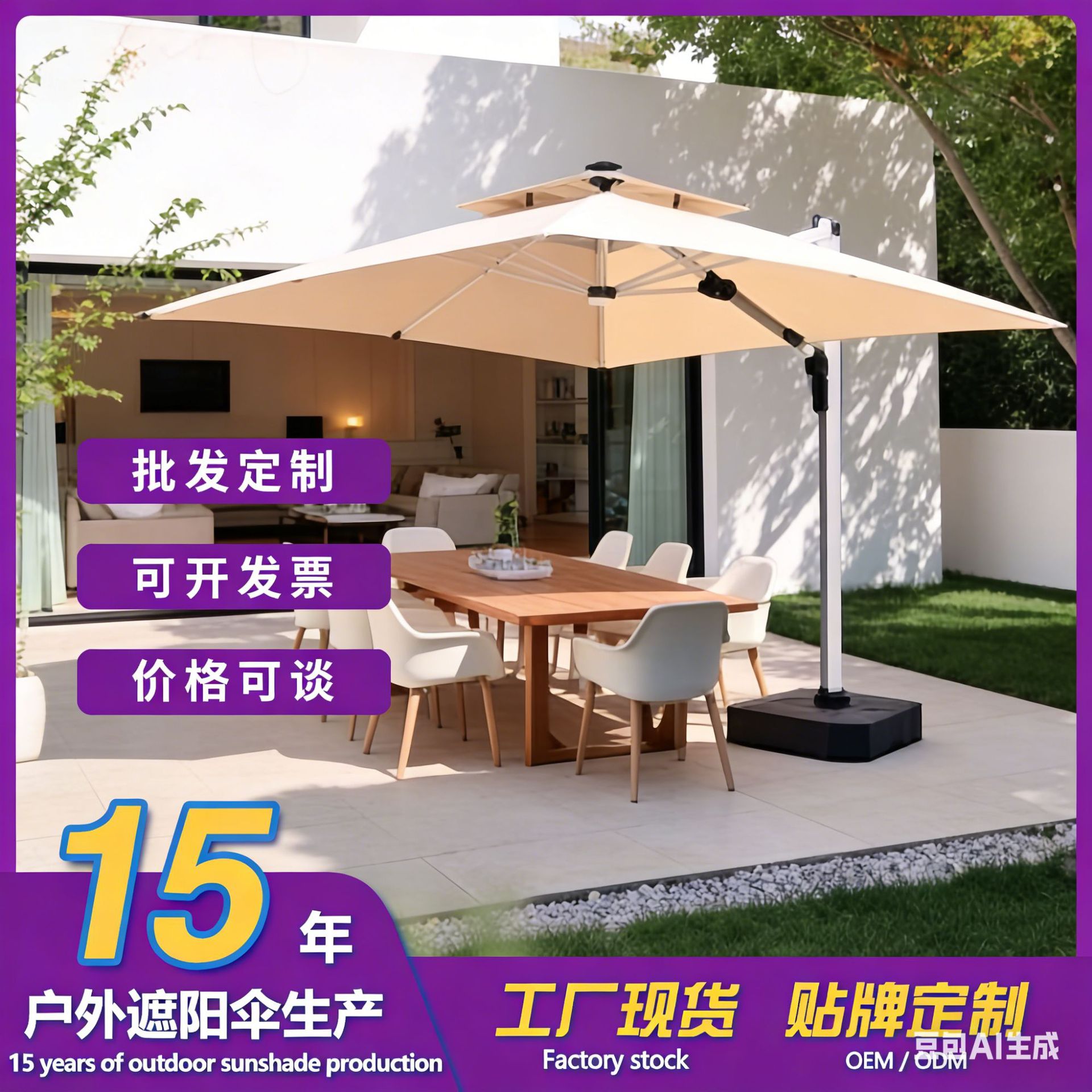 太阳能免充电带灯罗马遮阳伞