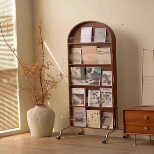 实木穿衣镜全身镜落地镜家用试衣镜子卧室可移动带杂志架