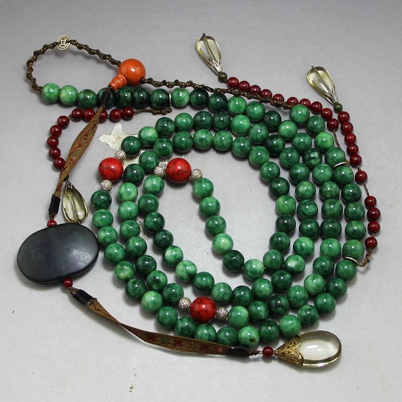 现货宝石玉器工艺品复古做旧古玩收藏仿翠玉朝珠